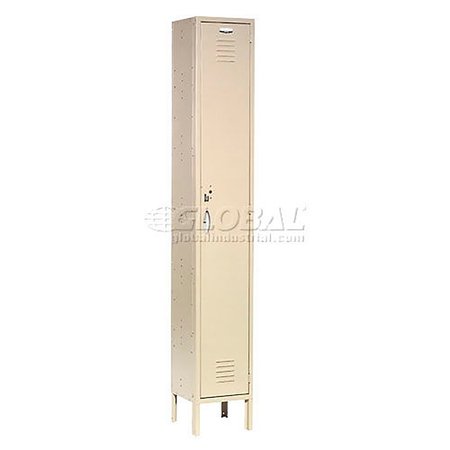 GLOBAL INDUSTRIAL 1-Tier 1 Door Locker, 12W x 18D x 72H, Tan, Assembled 652140TN